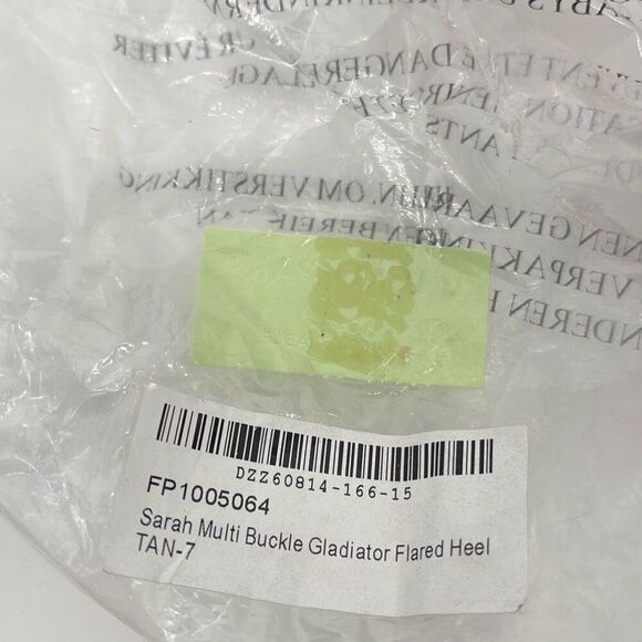 New Boohoo Sarah Buckle Gladiator Flared Heel Sandals Tan 7 - Picture 8 of 9